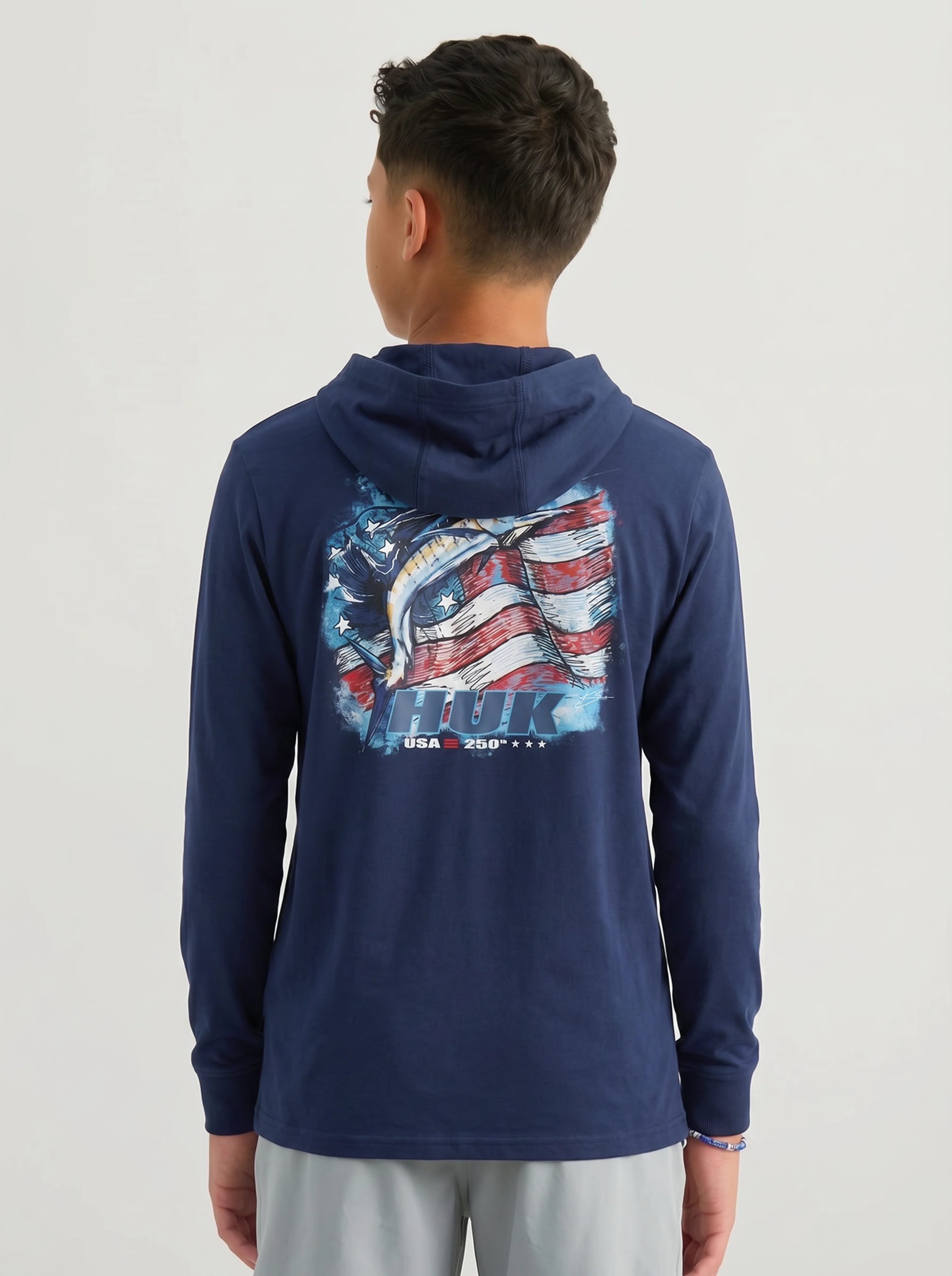Kids America 250 Fish & Flag Hoodie Tee