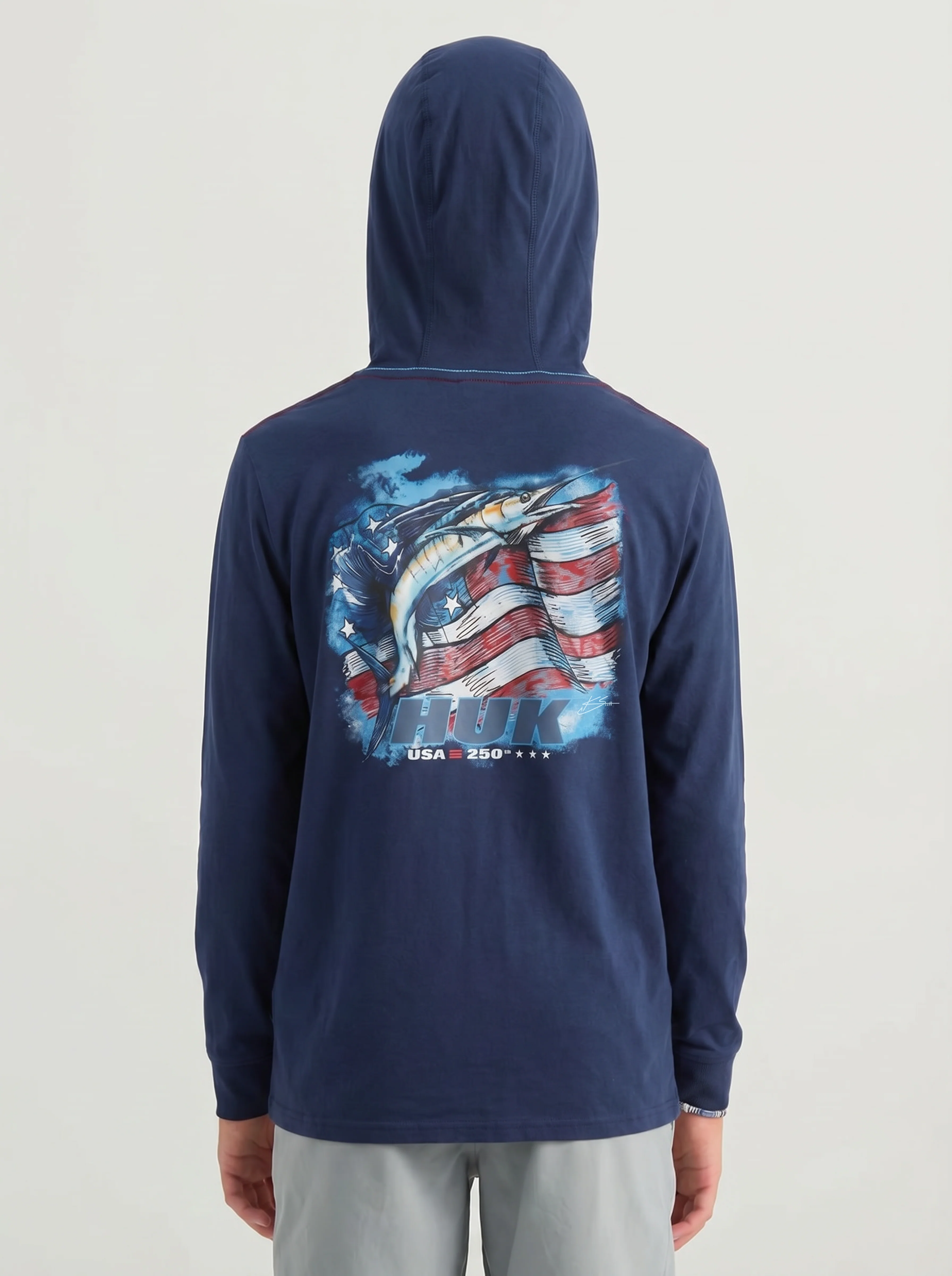 Kids America 250 Fish & Flag Hoodie Tee - Image 4