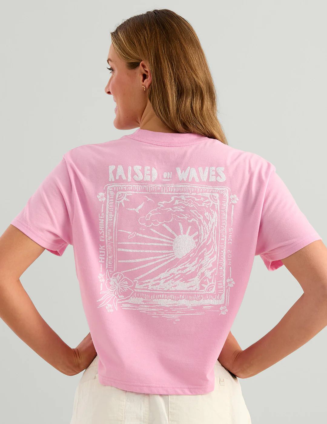 Womens Raised on Waves Pocket Tee