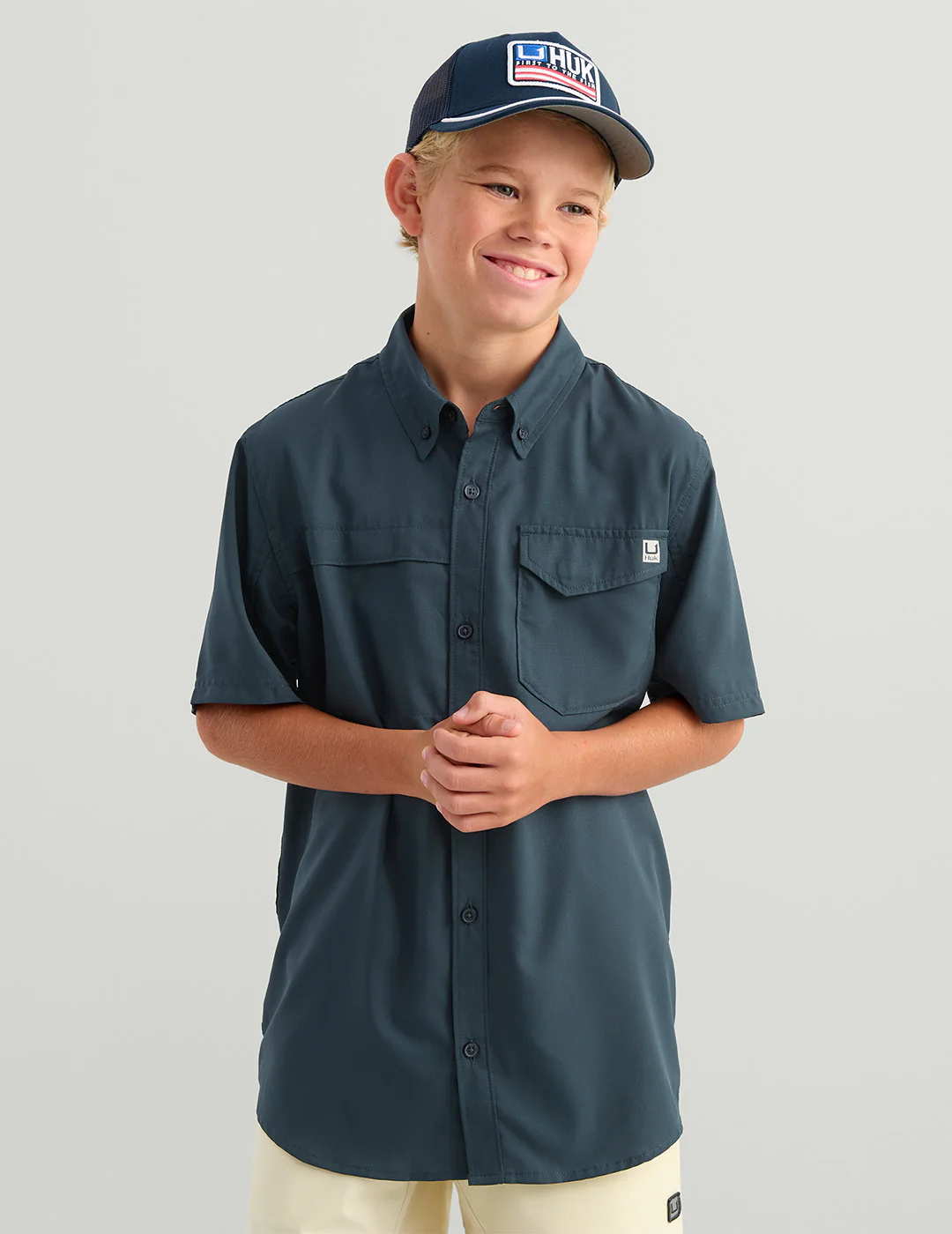 Kids Tide Point Short Sleeve Button Down